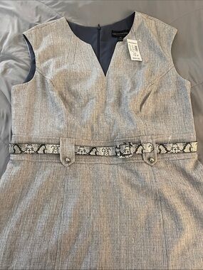 connected apparel Gray Sheath Dress with Snake-Print Belt